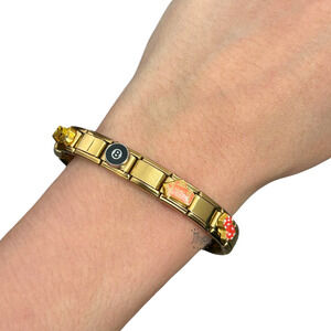 Vintage Gold Italian Charm Bracelet w/ 9 Decorated Charms - Ready to Wear